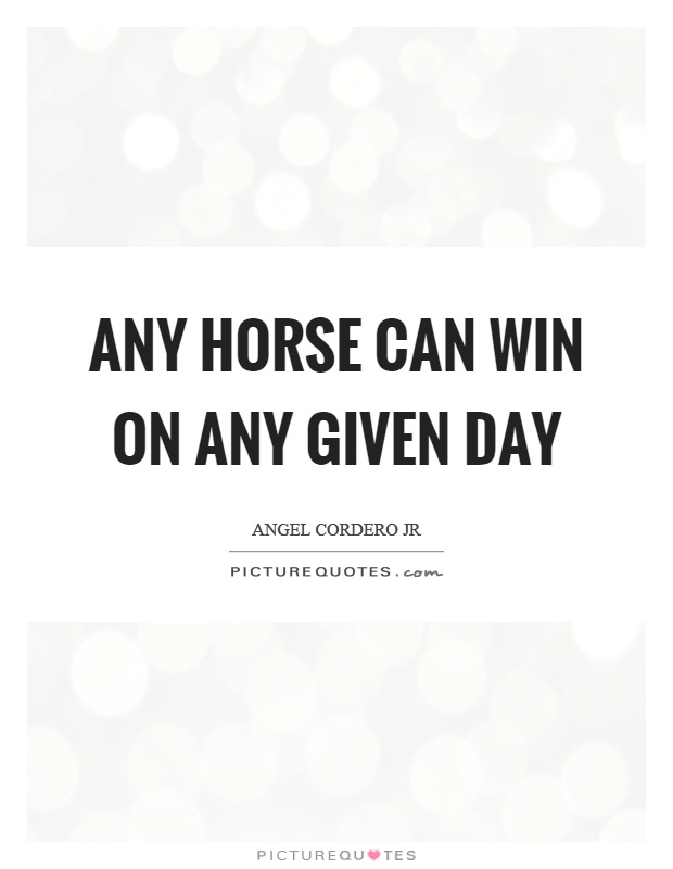 Any horse can win on any given day Picture Quote #1