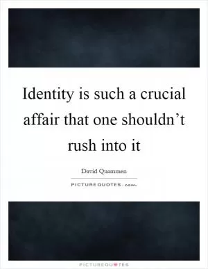 Identity is such a crucial affair that one shouldn’t rush into it Picture Quote #1