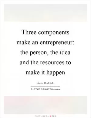 Three components make an entrepreneur: the person, the idea and the resources to make it happen Picture Quote #1