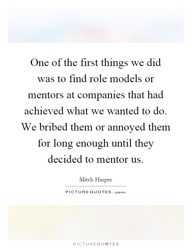 One of the first things we did was to find role models or mentors at companies that had achieved what we wanted to do. We bribed them or annoyed them for long enough until they decided to mentor us Picture Quote #1