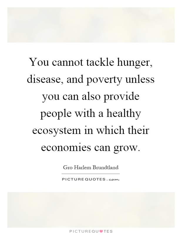 You cannot tackle hunger, disease, and poverty unless you can also provide people with a healthy ecosystem in which their economies can grow Picture Quote #1