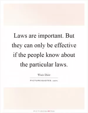 Laws are important. But they can only be effective if the people know about the particular laws Picture Quote #1