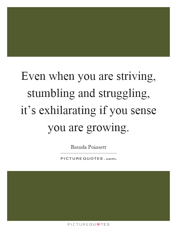 Even when you are striving, stumbling and struggling, it's exhilarating if you sense you are growing Picture Quote #1