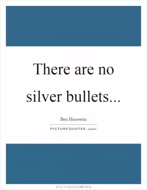 There are no silver bullets Picture Quote #1