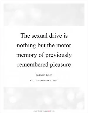 The sexual drive is nothing but the motor memory of previously remembered pleasure Picture Quote #1
