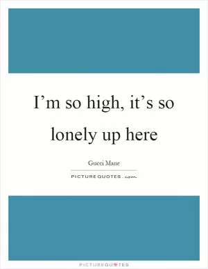 I’m so high, it’s so lonely up here Picture Quote #1