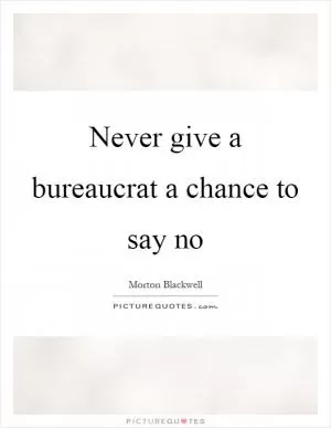 Never give a bureaucrat a chance to say no Picture Quote #1