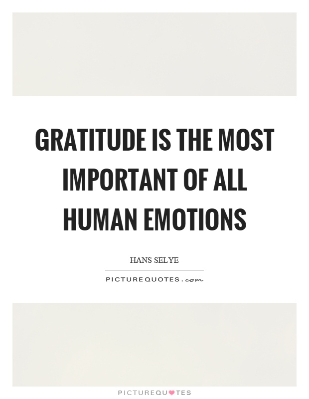 Gratitude is the most important of all human emotions Picture Quote #1