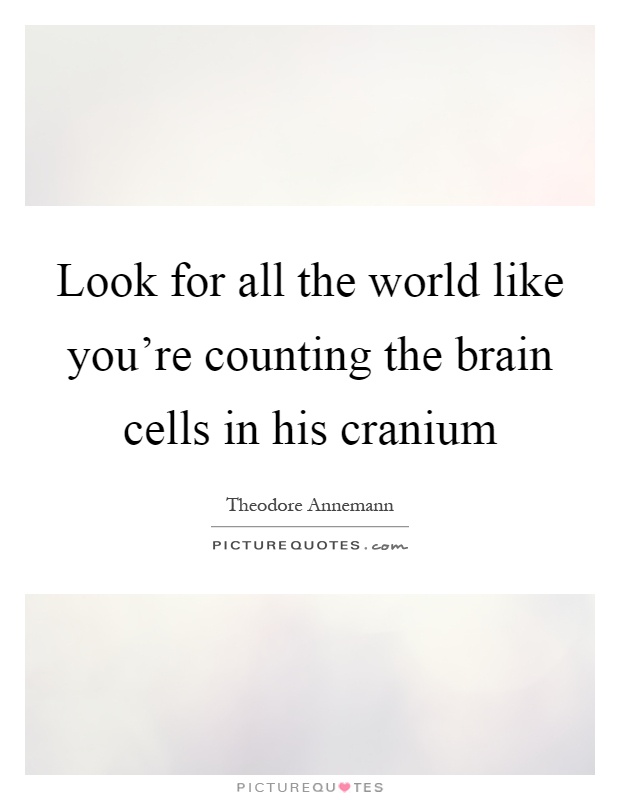 Look for all the world like you're counting the brain cells in his cranium Picture Quote #1