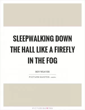 Sleepwalking down the hall like a firefly in the fog Picture Quote #1
