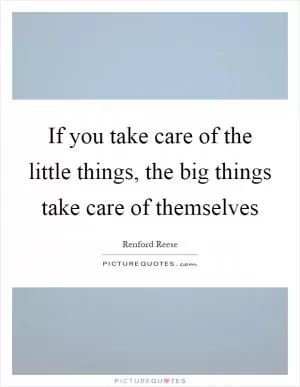 If you take care of the little things, the big things take care of themselves Picture Quote #1