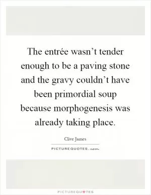 The entrée wasn’t tender enough to be a paving stone and the gravy couldn’t have been primordial soup because morphogenesis was already taking place Picture Quote #1