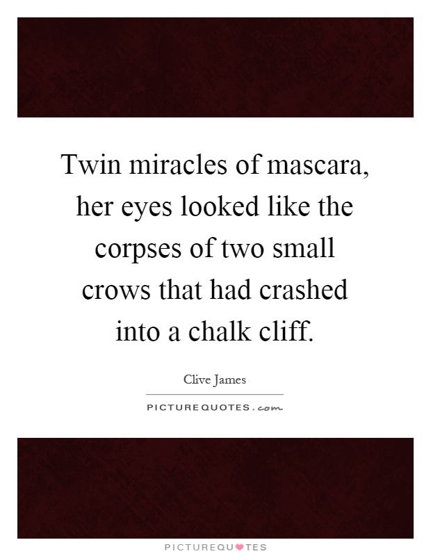 Twin miracles of mascara, her eyes looked like the corpses of two small crows that had crashed into a chalk cliff Picture Quote #1