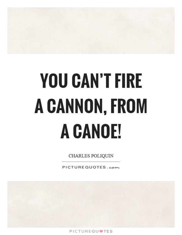 You can't fire a cannon, from a canoe! Picture Quote #1