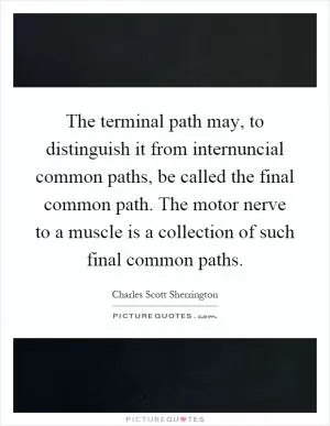 The terminal path may, to distinguish it from internuncial common paths, be called the final common path. The motor nerve to a muscle is a collection of such final common paths Picture Quote #1
