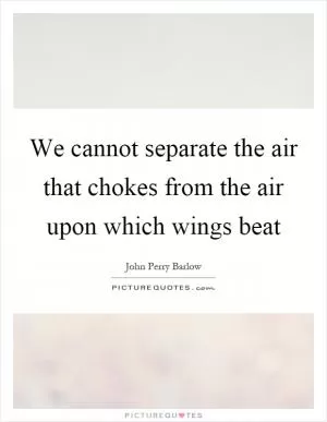 We cannot separate the air that chokes from the air upon which wings beat Picture Quote #1