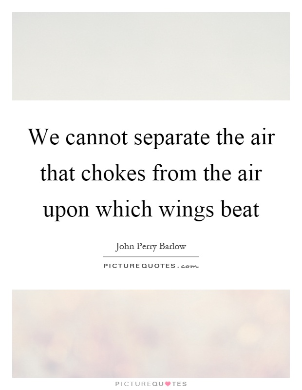 We cannot separate the air that chokes from the air upon which wings beat Picture Quote #1