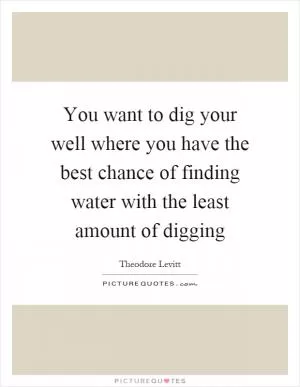 You want to dig your well where you have the best chance of finding water with the least amount of digging Picture Quote #1