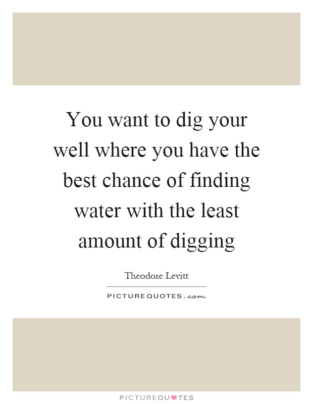 You want to dig your well where you have the best chance of finding water with the least amount of digging Picture Quote #1