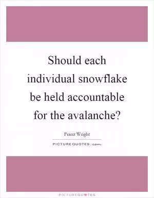 Should each individual snowflake be held accountable for the avalanche? Picture Quote #1