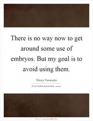 There is no way now to get around some use of embryos. But my goal is to avoid using them Picture Quote #1