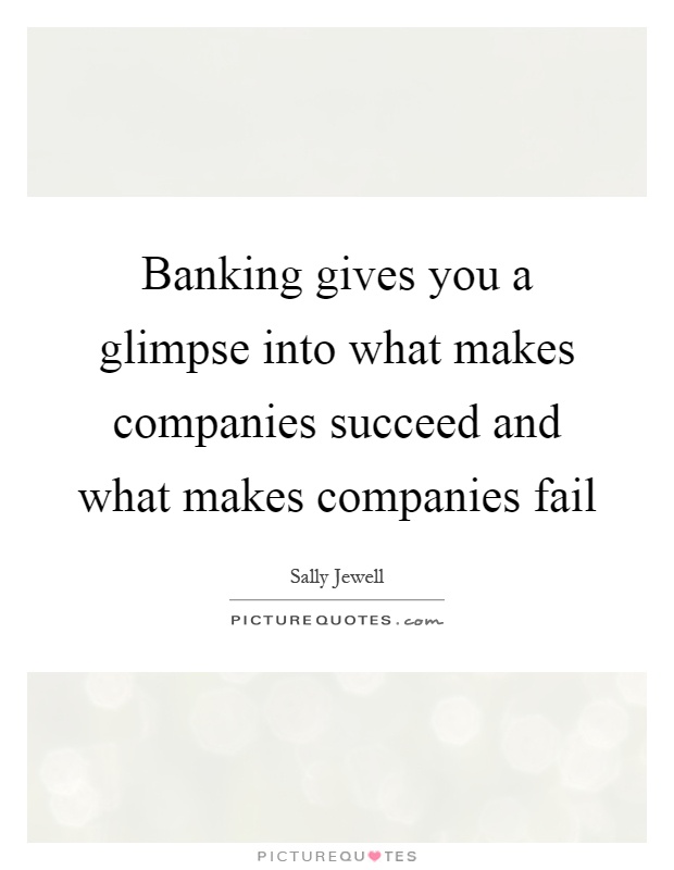 Banking gives you a glimpse into what makes companies succeed and what makes companies fail Picture Quote #1