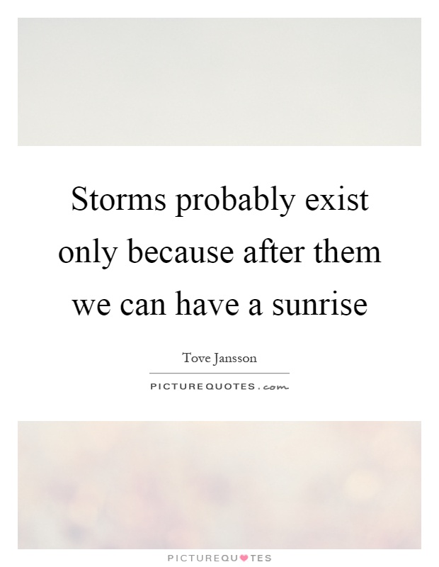 Storms probably exist only because after them we can have a sunrise Picture Quote #1