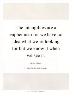 The intangibles are a euphemism for we have no idea what we’re looking for but we know it when we see it Picture Quote #1