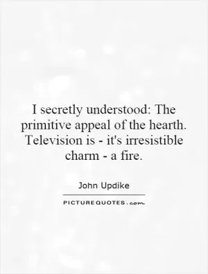 I secretly understood: The primitive appeal of the hearth. Television is - it's irresistible charm - a fire Picture Quote #1