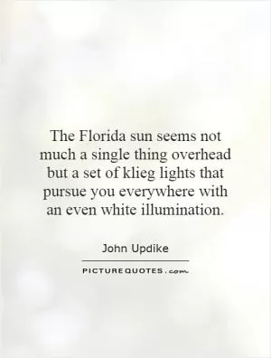 The Florida sun seems not much a single thing overhead but a set of klieg lights that pursue you everywhere with an even white illumination Picture Quote #1