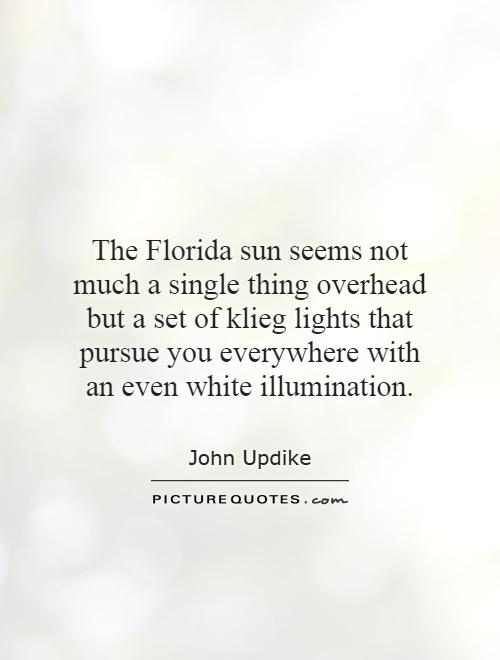 The Florida sun seems not much a single thing overhead but a set of klieg lights that pursue you everywhere with an even white illumination Picture Quote #1