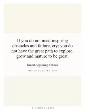 If you do not meet inspiring obstacles and failure, cry; you do not have the great path to explore, grow and mature to be great Picture Quote #1