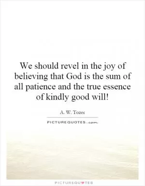 We should revel in the joy of believing that God is the sum of all patience and the true essence of kindly good will! Picture Quote #1