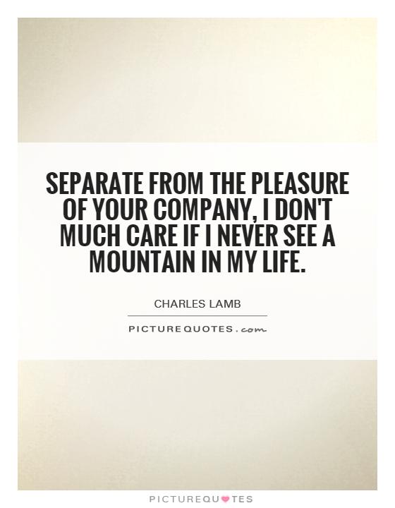 Separate from the pleasure of your company, I don't much care if I never see a mountain in my life Picture Quote #1
