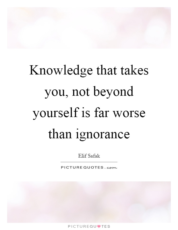 Knowledge that takes you, not beyond yourself is far worse than ignorance Picture Quote #1