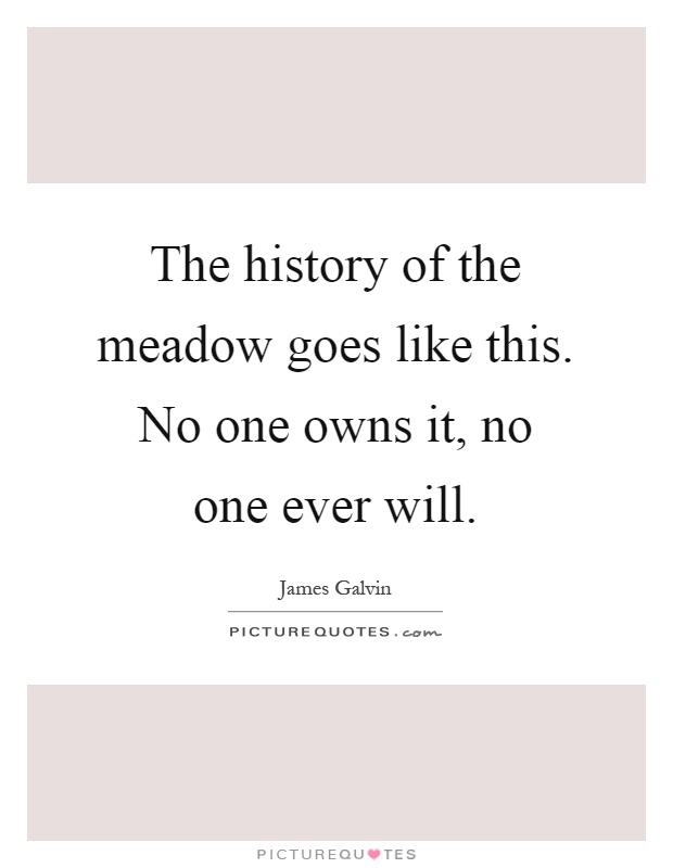 The history of the meadow goes like this. No one owns it, no one ever will Picture Quote #1