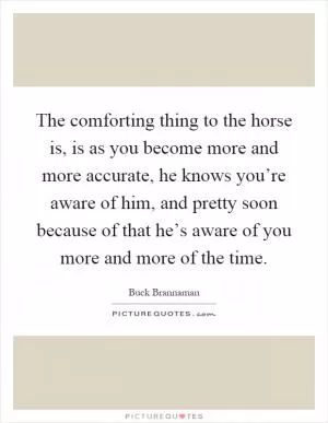 The comforting thing to the horse is, is as you become more and more accurate, he knows you’re aware of him, and pretty soon because of that he’s aware of you more and more of the time Picture Quote #1