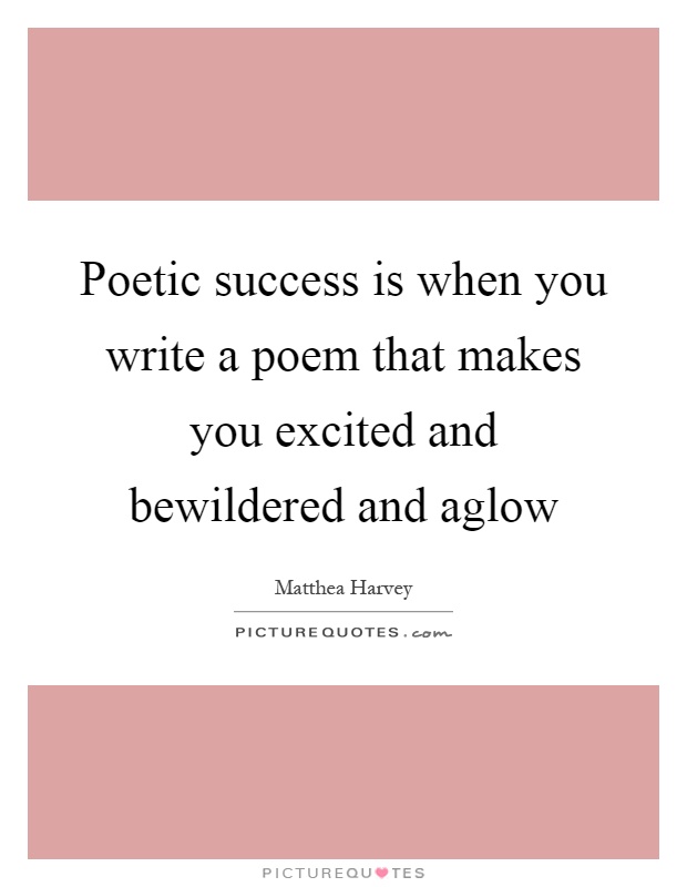 Poetic success is when you write a poem that makes you excited and bewildered and aglow Picture Quote #1