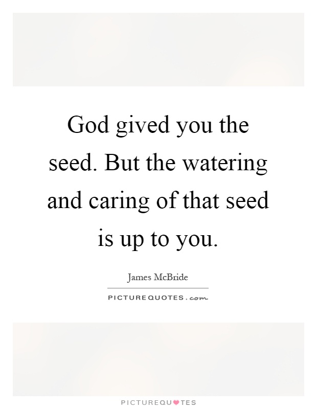 God gived you the seed. But the watering and caring of that seed is up to you Picture Quote #1