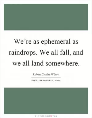 We’re as ephemeral as raindrops. We all fall, and we all land somewhere Picture Quote #1