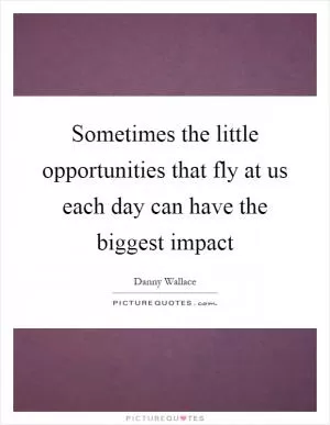 Sometimes the little opportunities that fly at us each day can have the biggest impact Picture Quote #1