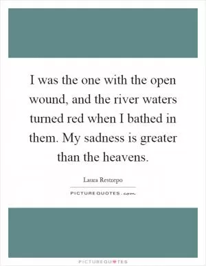 I was the one with the open wound, and the river waters turned red when I bathed in them. My sadness is greater than the heavens Picture Quote #1