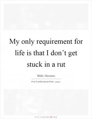 My only requirement for life is that I don’t get stuck in a rut Picture Quote #1