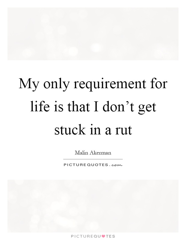My only requirement for life is that I don't get stuck in a rut Picture Quote #1