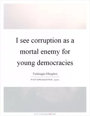 I see corruption as a mortal enemy for young democracies Picture Quote #1