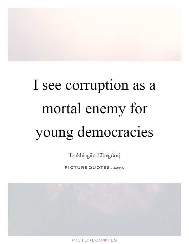 I see corruption as a mortal enemy for young democracies Picture Quote #1