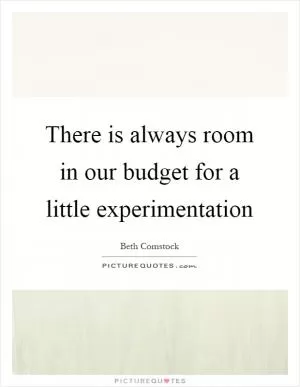 There is always room in our budget for a little experimentation Picture Quote #1