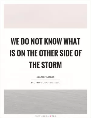 We do not know what is on the other side of the storm Picture Quote #1