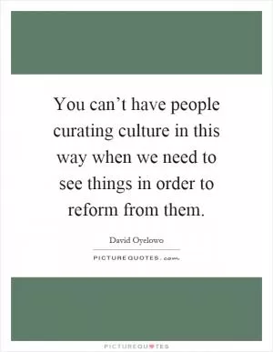 You can’t have people curating culture in this way when we need to see things in order to reform from them Picture Quote #1