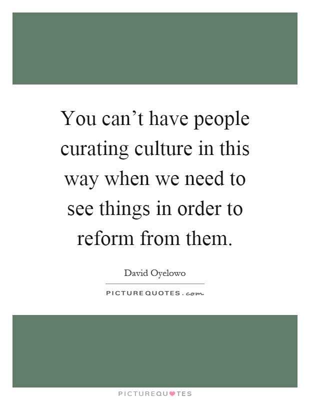 You can't have people curating culture in this way when we need to see things in order to reform from them Picture Quote #1